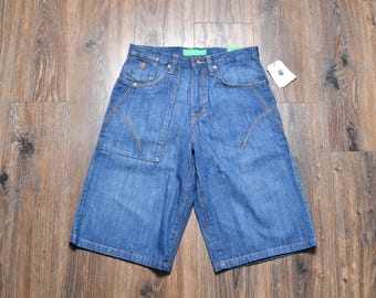 Vintage 00s Rocawear Denim Shorts High Waist Baggy 990 2000 Men