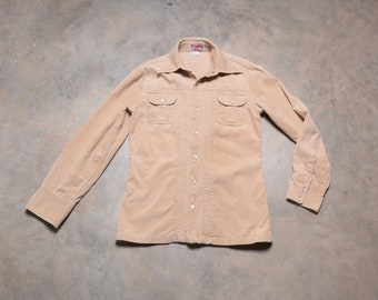 vintage 70s Brittania shirt jacket corduroy pearl snap action back 1970 men menswear shirt-jac S small