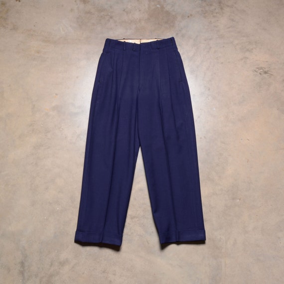 vintage 50s dress pants blue gabardine wool trous… - image 1