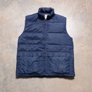 Vintage 1970s Frostline Kit Down Puffer Vest Mens Small Blue