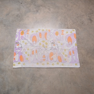 vintage 60s 70s pillowcase mid century MCM cartoon dog Don't Lose Track hippie psychedelic flower power