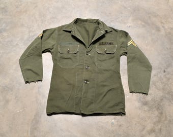 ジャケット・アウター 60's U.S. ARMY UTILITY SHIRT 1st MODEL True Vintage 60s US ARMY OG-107 1st Pattern Utility Shirt Size