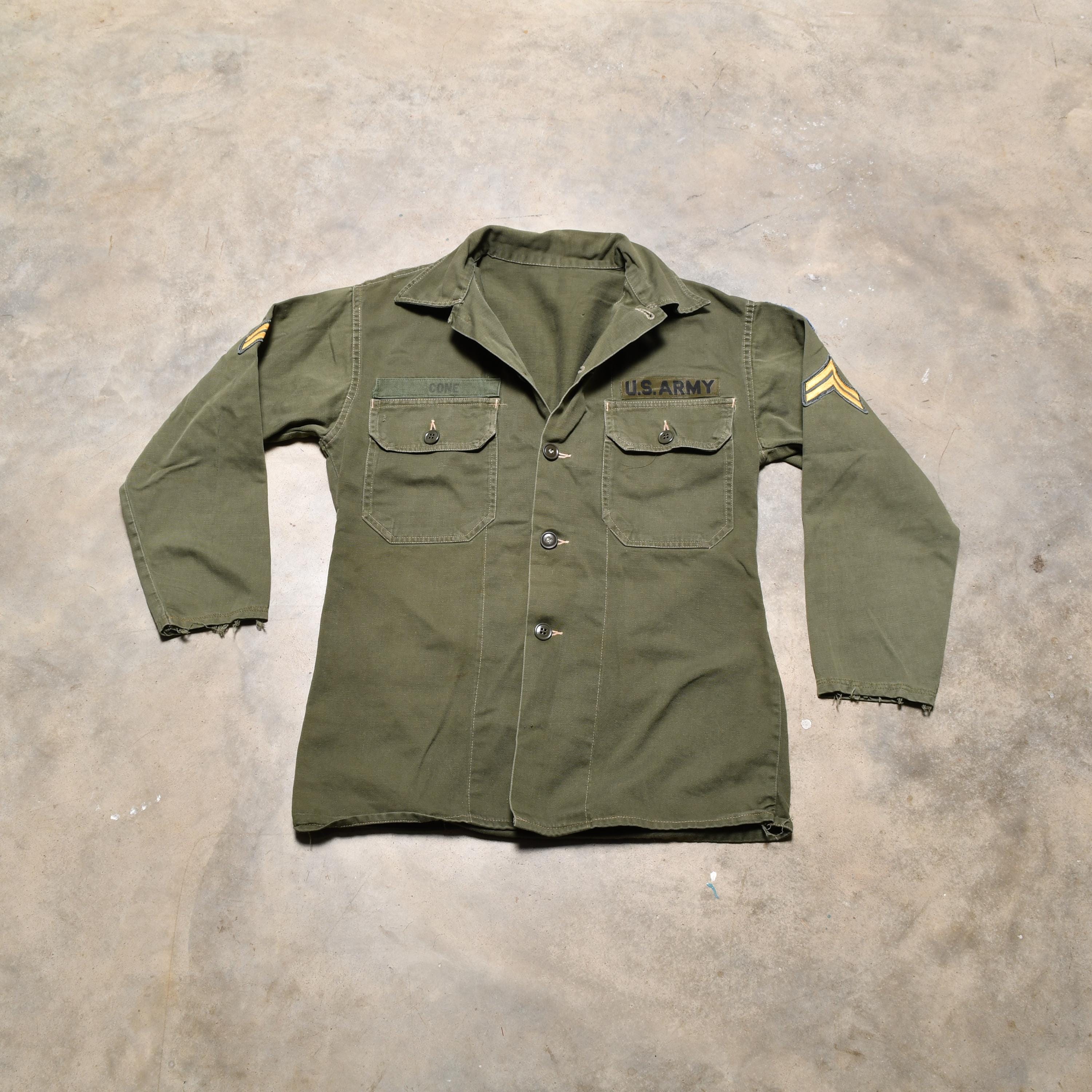 Vintage 60s US Military Army Utility Shirt 1960 Vietnam War