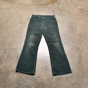 vintage 70s Levis 646 green corduroy pants flare white tab 1970 vintage Levi&#39;s Talon 42 zipper 34x30 34 waist distressed