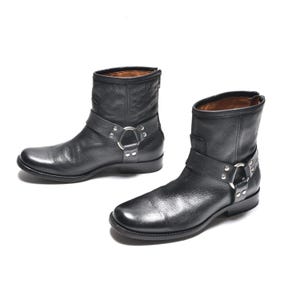 vintage 90s 00s Frye motorcycle boots harness engineer black leather women size 6 round toe