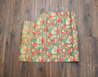 vintage kerstcadeaupapier uit de jaren 40 Kerstman sneeuwpop 1940 vakantiedecoratie