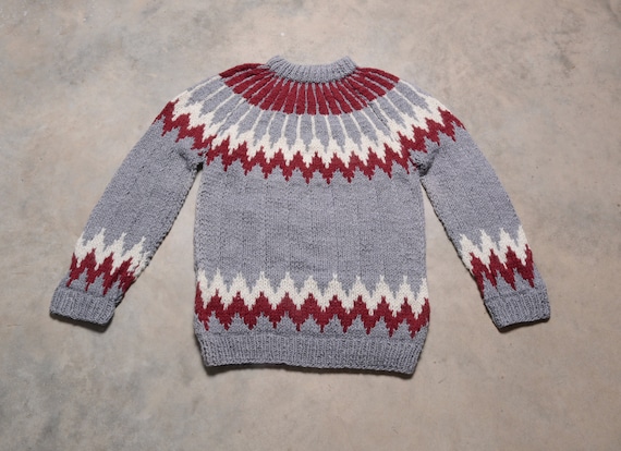 vintage 70s fair isle sawtooth sweater folk ethni… - image 1