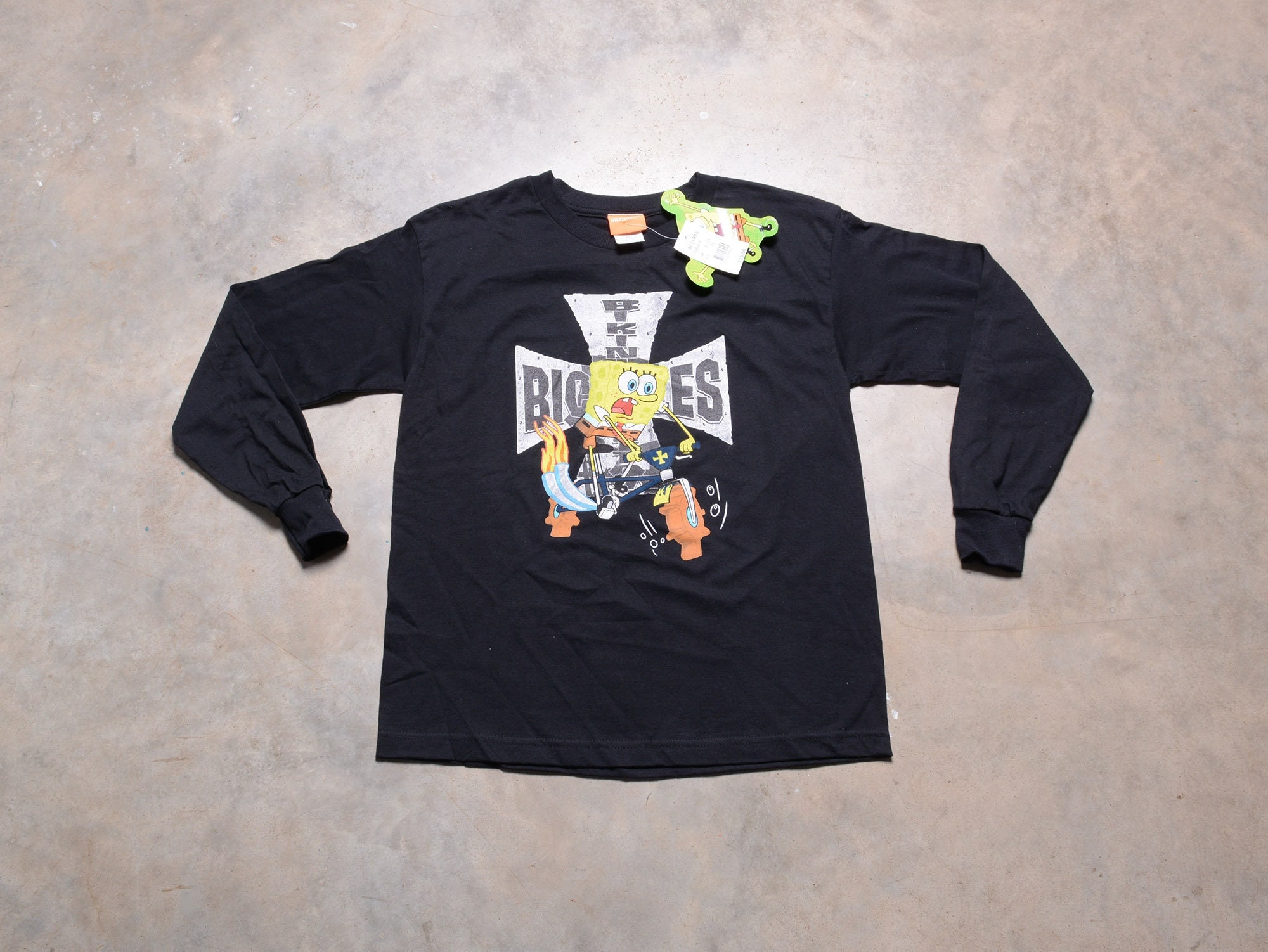 Vintage 00s Y2k Spongebob T-shirt Bikini Bicycles Chopper