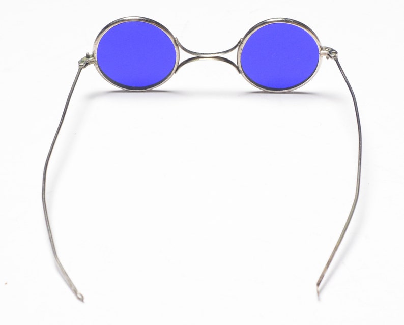 Antique cobalt blue sunglasses round lens welding safety | Etsy
