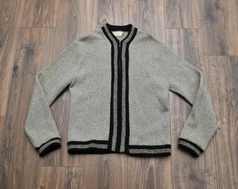 L 60s Vintage Zip up Cardigan | Men's Wool Sweater - Etsy