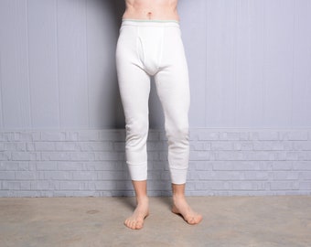 vintage 70s thermal underwear Hanes long johns cold weather drawers 1970 waffle pants menswear M/L