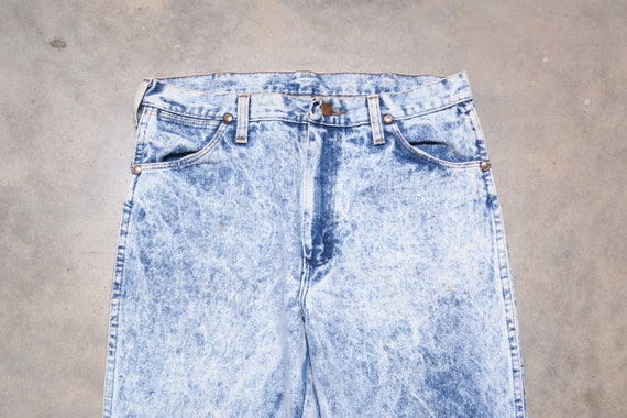 vintage 80s wrangler jeans acidwash light wash de… - image 3