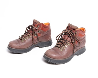 Botas de senderismo vintage Timberland de cuero marrón de los años 80 y 90, 1980 y 1990, para hombre y mujer, talla 5.5, Gore-Tex.