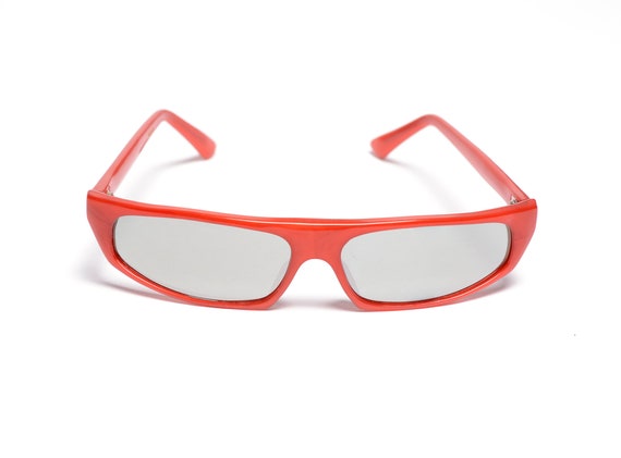 vintage 60s 70s ski sunglasses red orange plastic… - image 1