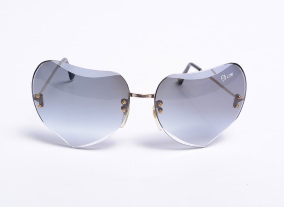 vintage 70s heart sunglasses blue gray fade lens … - image 2