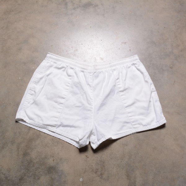 vintage 80s 90s sweat shorts basic white running tennis gym athletic sport 32-38 waist M/L Trend Basic