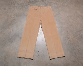 vintage 80s tan light brown corduroy pants wide leg cords 1980 Haggar Gallery 32x28 32 waist 32S short