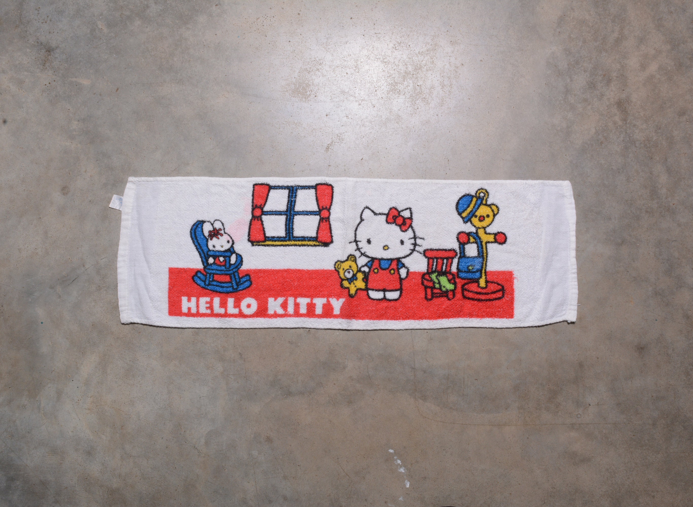 Vintage 70s Hand Towel Hello Kitty Sanrio 1976 Child Kid Size 24x8