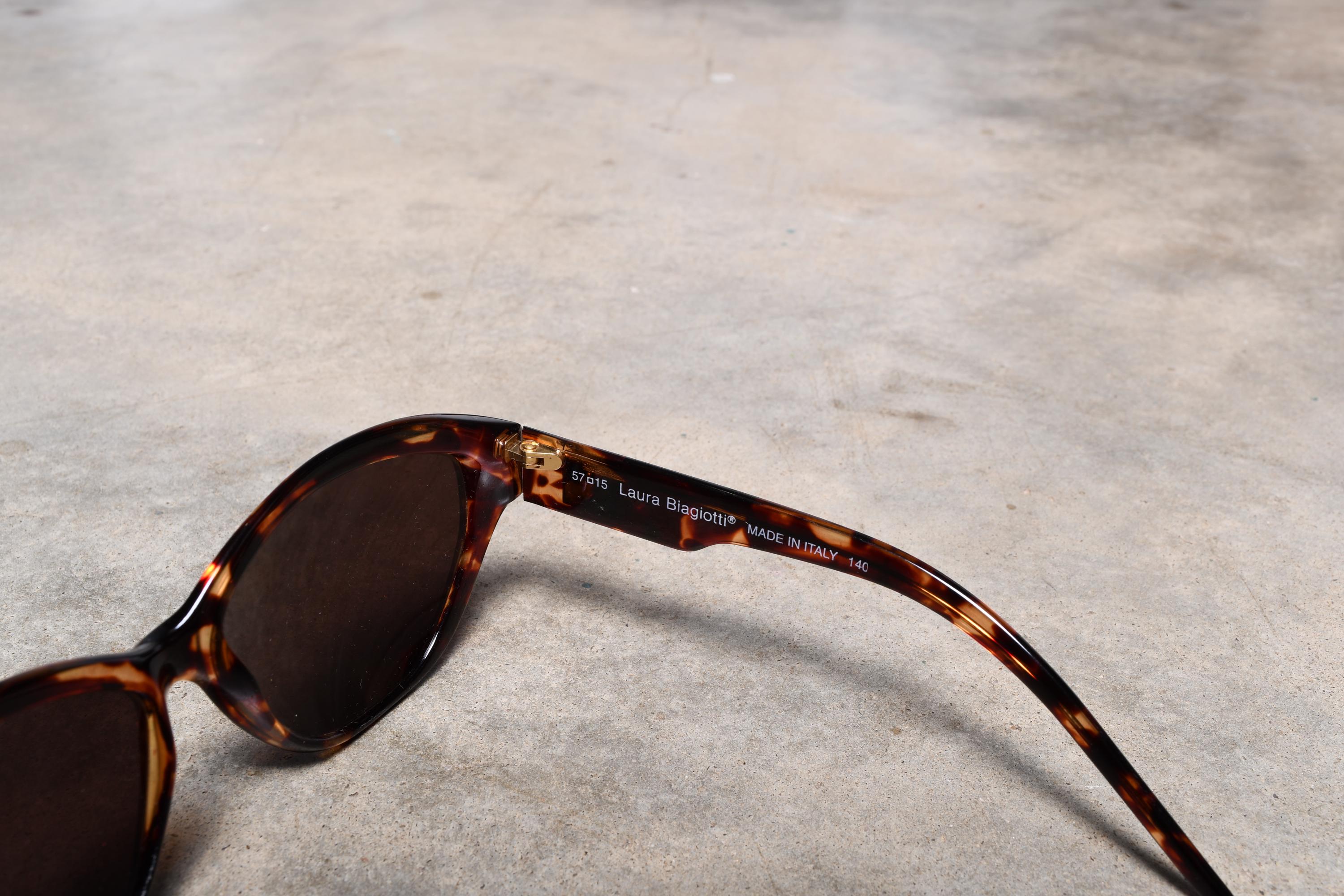 Vintage 1980s Laura Biagiotti Sunglasses Brown Rhinestone Tortoise Shell Frames LAURA BIAGIOTTI Vintage Sunglasses Square Oversize Tortoise  main image 2