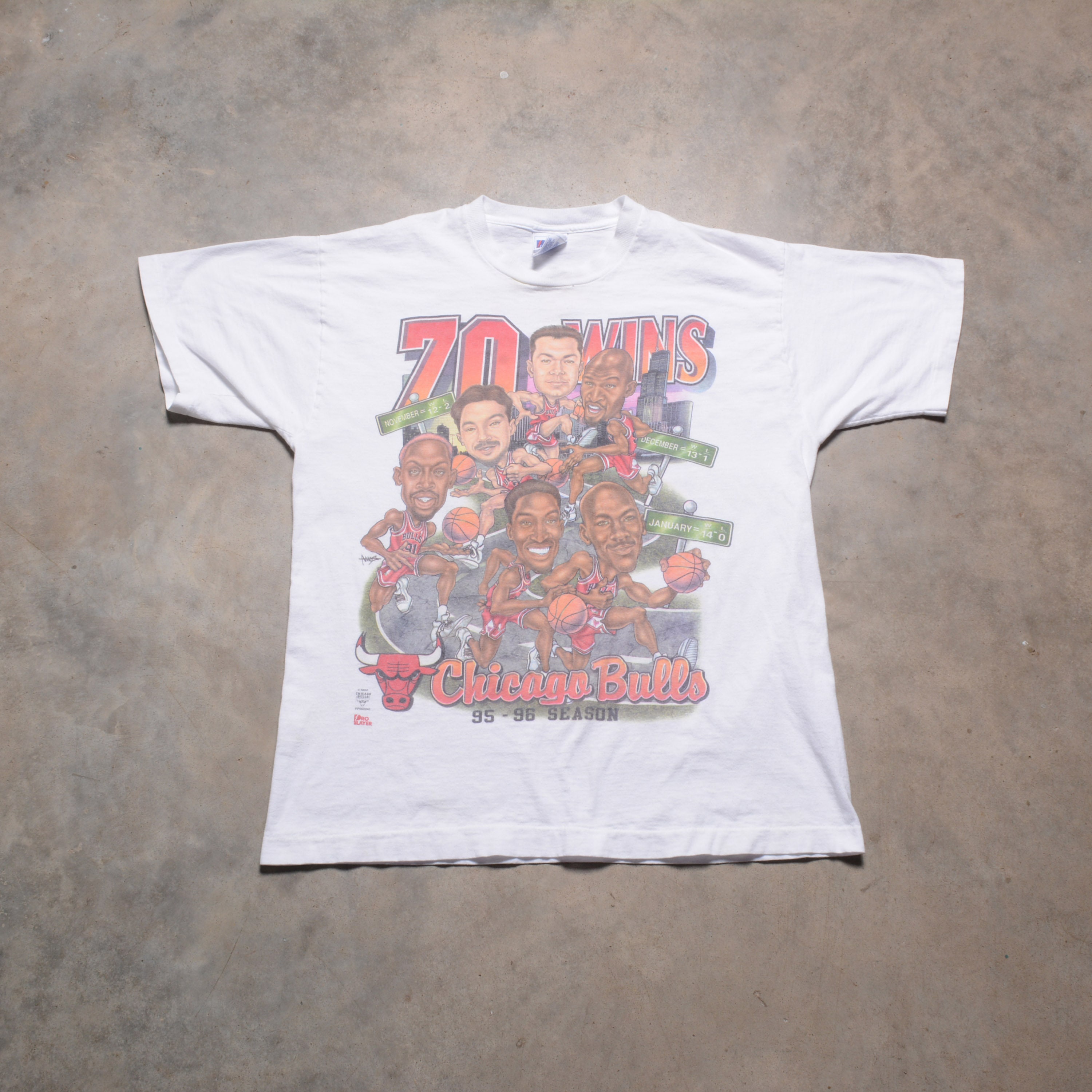 Vintage 90s Bulls tee shirt Jordan Pippen 70 wins t-shirt Pro 