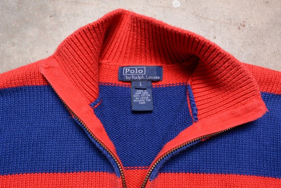 polo ralph lauren mens monogram mock neck 1/2 zip sweater