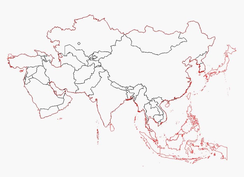 Asia Map SVG DXF Lightburn – Laser Cut File – Asia Map Template Laser ...