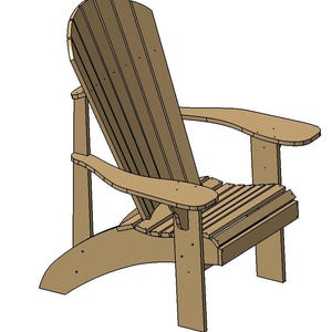 Può includere: Sedia Adirondack in legno marrone chiaro. La sedia ha uno schienale alto a doghe, ampi braccioli e una seduta a doghe. Progettata per l'uso all'aperto, ideale per rilassarsi in giardino o in terrazza.