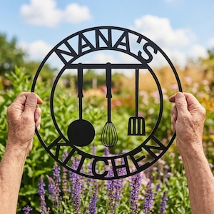 Custom Metal Wall Art for Kitchen, Personalized Mother Gift for Grandma and Abuela, Farmhouse Decor, Outdoor Cooking Accessories Sign