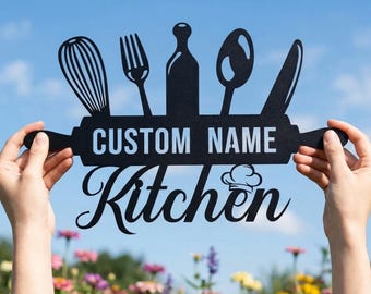 Targa da cucina personalizzata, decorazione murale in metallo in stile rustico, arredamento country per la cucina, idee regalo uniche per la moglie, regalo sentimentale per mamma e nonna