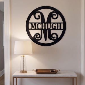 Last Name Metal ACM Sign 18 or 24 in, Wedding Gift, Front Porch Sign, Custom Home Decor, Personalized Split Monogram Sign