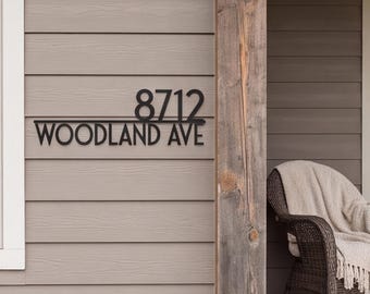 Modern House Number Address Sign, Modern Address plaque ,Modern Numbers, Custom metal number, Modern Metal Sign