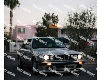 Póster de BMW E30, póster de coche, impresiones de BMW, impresiones de alta calidad, póster vintage de BMW, arte mural, decoración de habitaciones