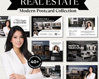 Luxury Real Estate Postcard Templates for Canva | 40+ Modern Realtor Marketing Designs | Just Listed, Sold & Agent Introduction