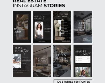 Luxe Instagram-verhaalsjablonen voor makelaars | 100 Canva-ontwerpen voor onroerend goed | Bewerkbaar, herbruikbaar, gericht op betrokkenheid