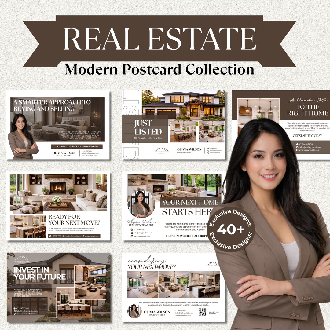Realtor Design Modern Real Estate Postcard Templates for Canva | 40+ Premium Realtor ...