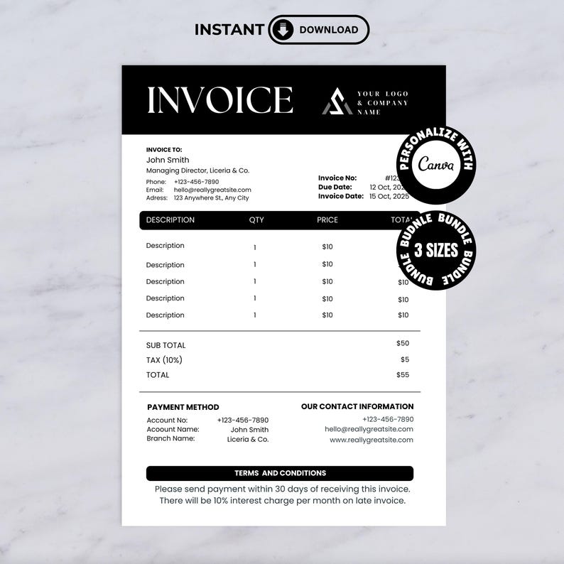 Invoice Order Sign Invoice Template, Order Form Template, Small Business, Receipt Template ...