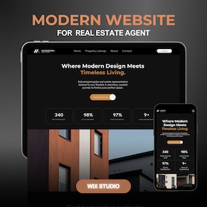 Wix Studio Real Estate Website Template | Realtor Agent Website | Property Listing CMS | Dark Luxury Design | No Code