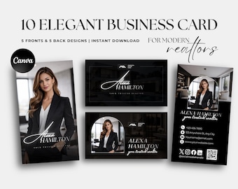 Real Estate Business Card Template Canva, Realtor Branding Kit, Editable Luxury Agent Card, Modern Property Marketing Design