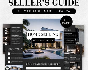 40+ Page Real Estate Seller Guide Template | Home Selling Process & Closing Guide | Editable Canva Client Guide for Realtors