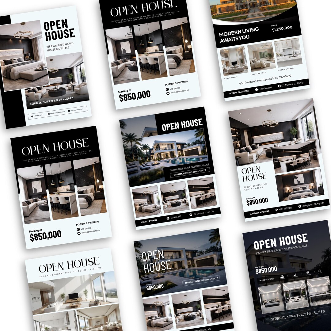 Real Estate Open House Flyer Canva Template Modern Luxury Home Listing ...