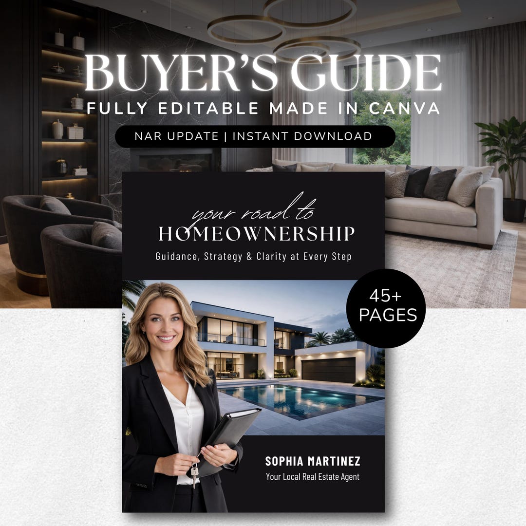 Real Estate Buyer Guide Canva Template | 45+ Page Home Buyer Guide for ...