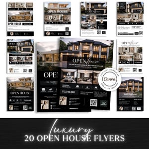 Modern Real Estate Open House Flyer Templates, Editable Canva Marketing Kit, Luxury Property Flyer, Agent Listing Pack, Instant Download