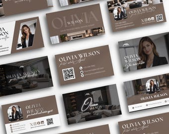 Luxury Real Estate Business Card Template Canva Editable Realtor Card QR Code Modern Agent Branding Instant Download
