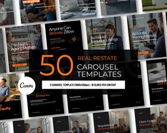 50 Real Estate Instagram Carousel Templates Canva, Realtor Social Media Posts, Real Estate Marketing Content Bundle