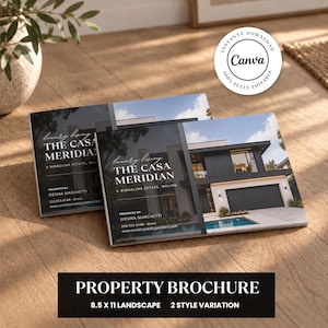 Landscape Real Estate Property Brochure Template | 8.5x11 Listing Presentation | Luxury Realtor Canva Booklet | 2 Style Options