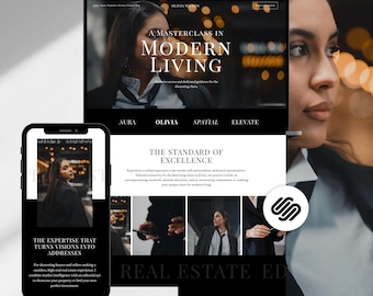 Real Estate Website Template Squarespace 7.1 Luxury Realtor Website Design Dark Editorial Agent Site Minimalist Property Listing Template