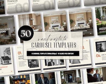 Real Estate Instagram Carousel Templates Canva, Realtor Social Media Posts, Minimalist Agent Marketing, Home Seller Tips IG Post