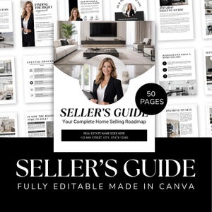 50-Page Real Estate Seller Guide Template | Home Selling Roadmap | Editable Canva Client Guide for Realtors