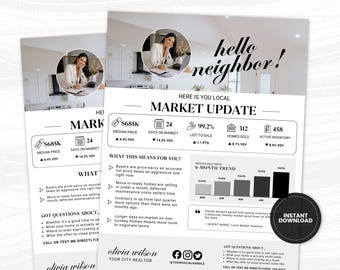 Real Estate Market Update Flyer Template, Canva Editable Market Report for Realtors | Printable Client Newsletter, Instant Download