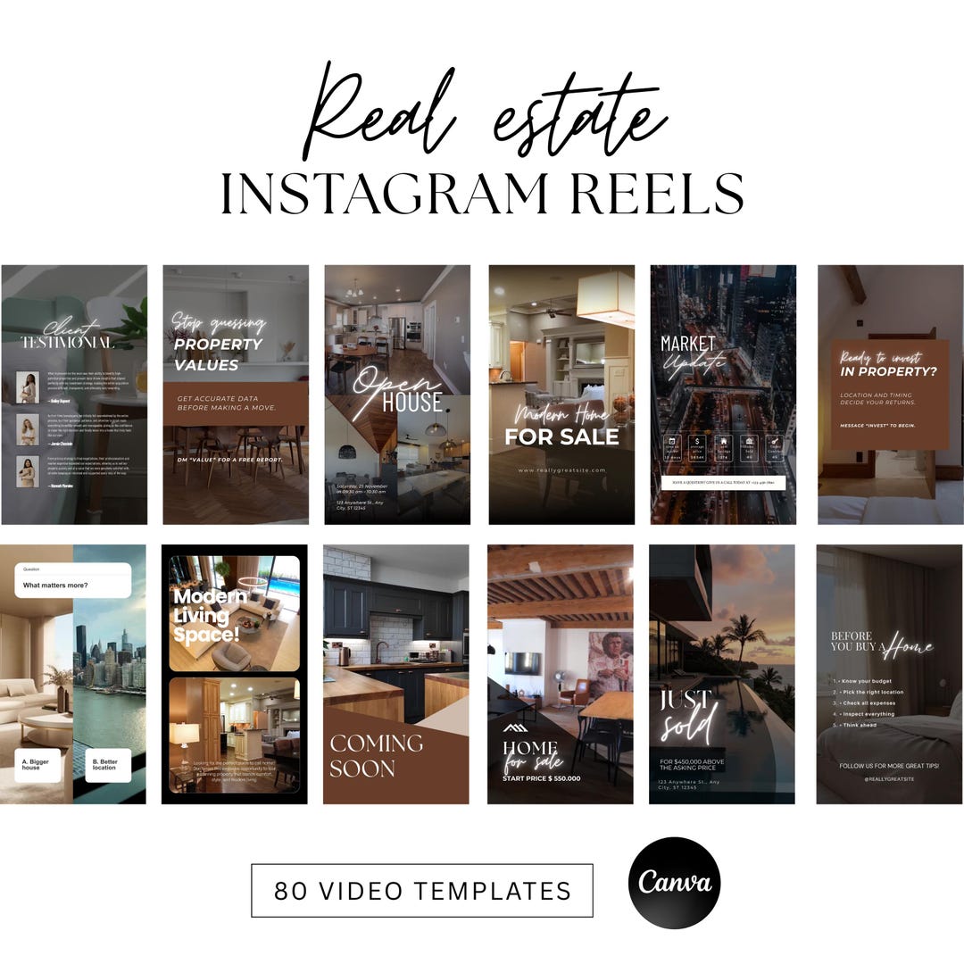 Real Estate Instagram Reels Templates Canva Realtor Marketing Kit Just ...